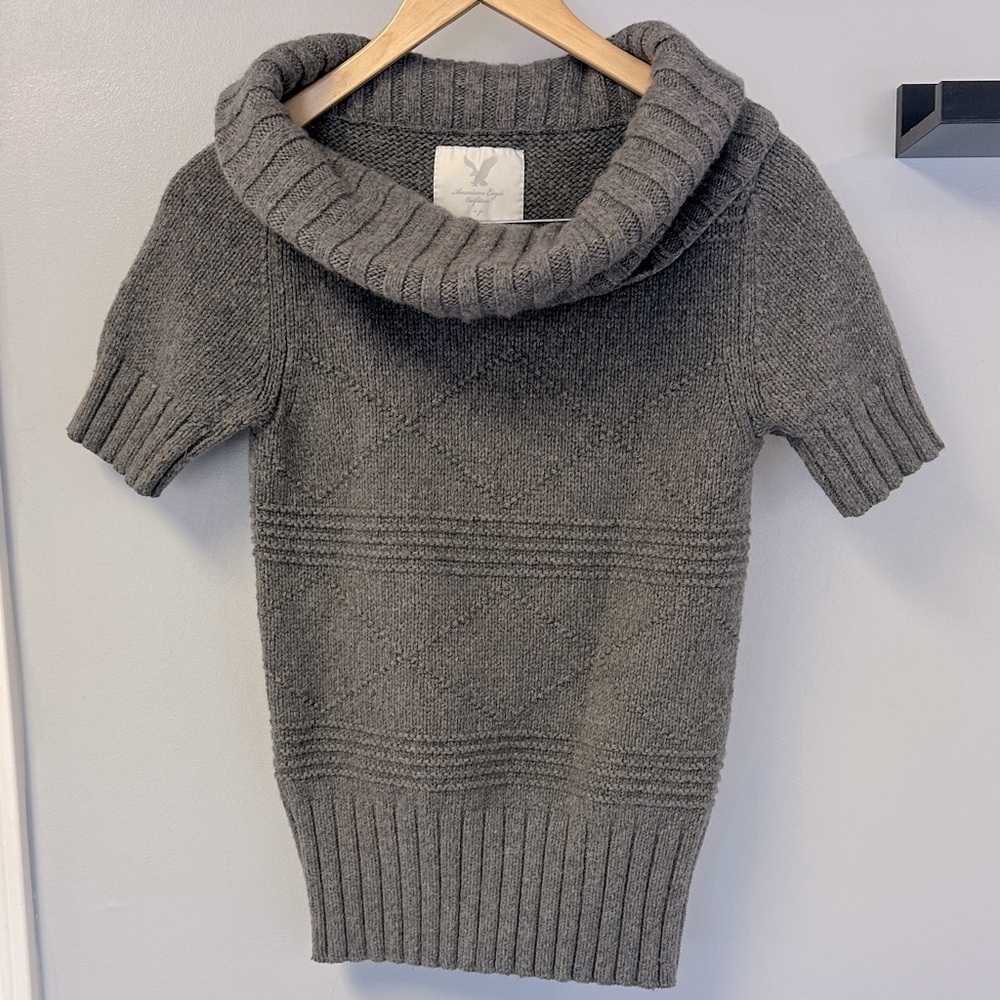 Y2K American Eagle Short Sleeve Cowl Neck Sweater